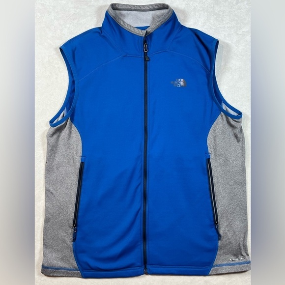The North Face Large FlashDry Lightweight Blue Gray Full Zip Vest Stretch Cotton - Picture 1 of 12